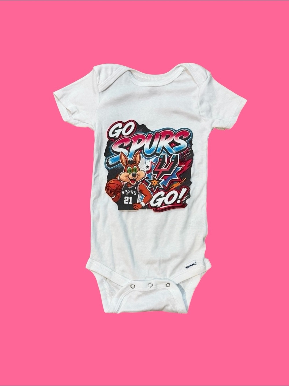 White "Go Spurs Go" Baby One-Piece Bodysuit